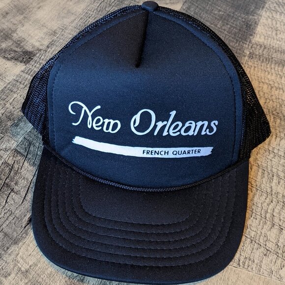 New Orleans French Quarter Trucker Hat Black Snapback - Picture 1 of 8